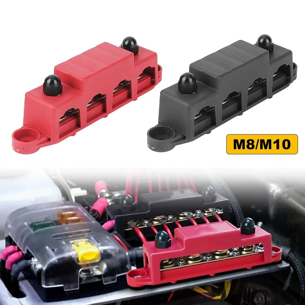 12V 24V 48V 250A プラスマイナス M8 M10 バスバー端子バッテリー配電ブロックカバー付きボート RV トラックキャンピングカー