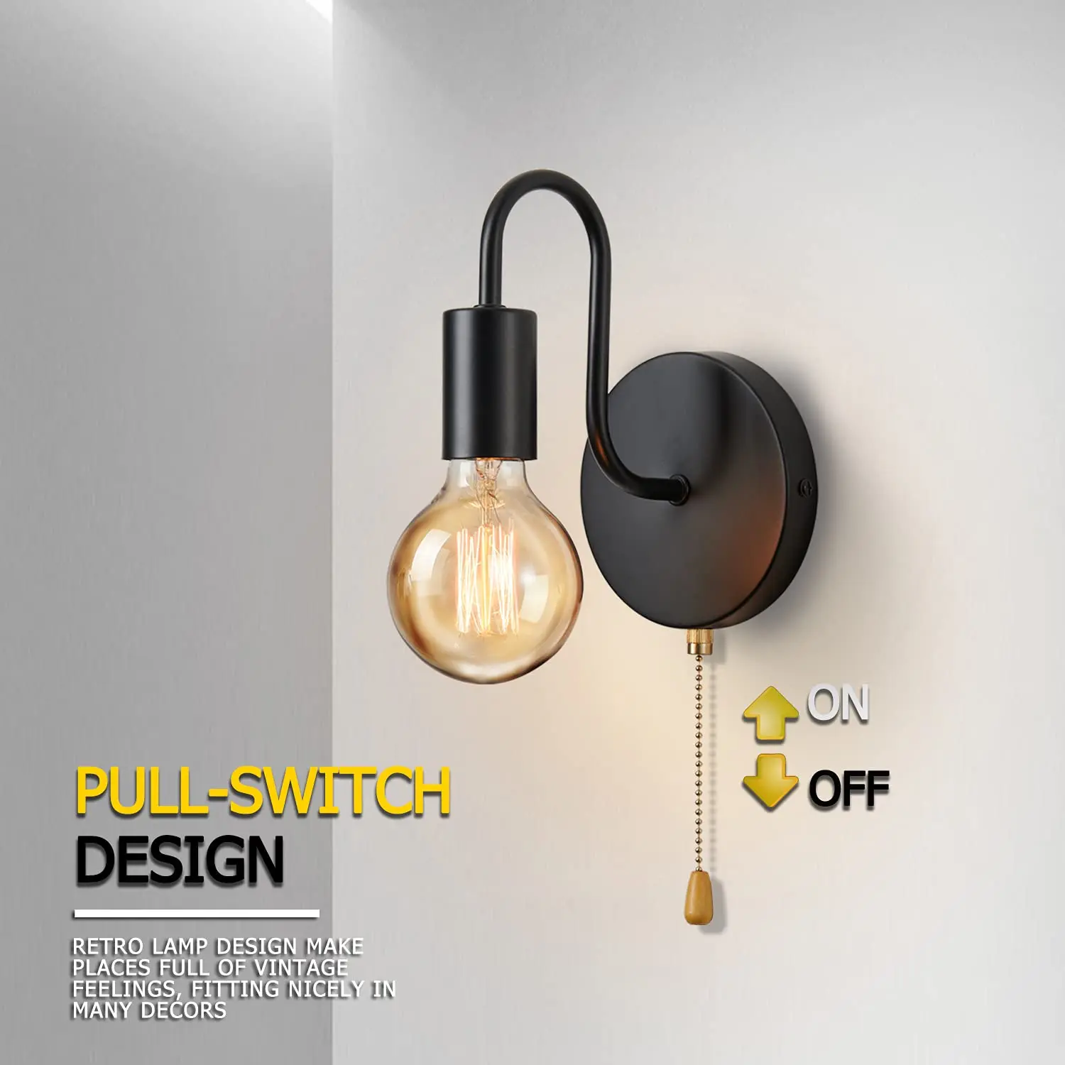 Lámpara de pared Industrial nórdica, hierro negro E27, iluminación interior, mesita de noche, baño, dormitorio, candelabro, accesorio de iluminación de pared Decoración