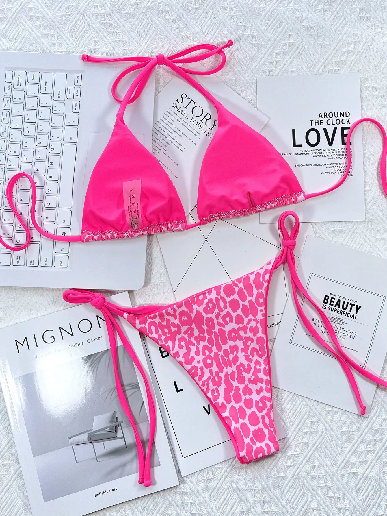 Sexy Leopard Micro Bikini 2024 Strój kąpielowy dla kobiet Strój kąpielowy dla kobiet Stringi Bikini Zestaw brazylijski Halter Strój plażowy Koronkowy strój kąpielowy