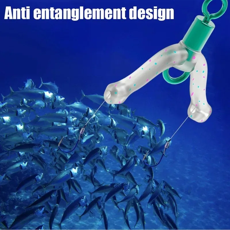 Fishing Hook Separator Anti Tangle Boom Green Silicone Bifurcator High Elastic Subline Splitter Lure Rigging Accessories Tool