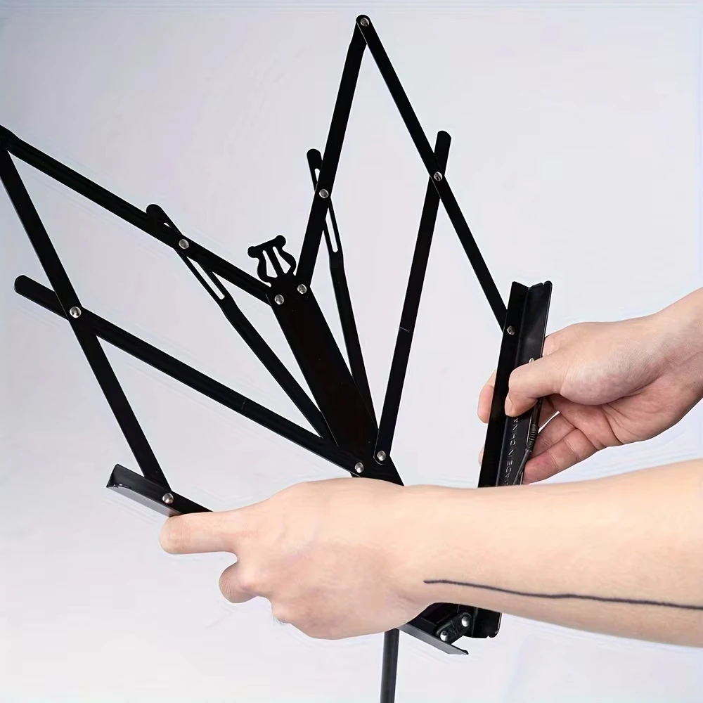 Portable Lightweight and Adjustable Stable Music Stand with Carrying Bag - Collapsible and Folding Metal Music Sheet Stand