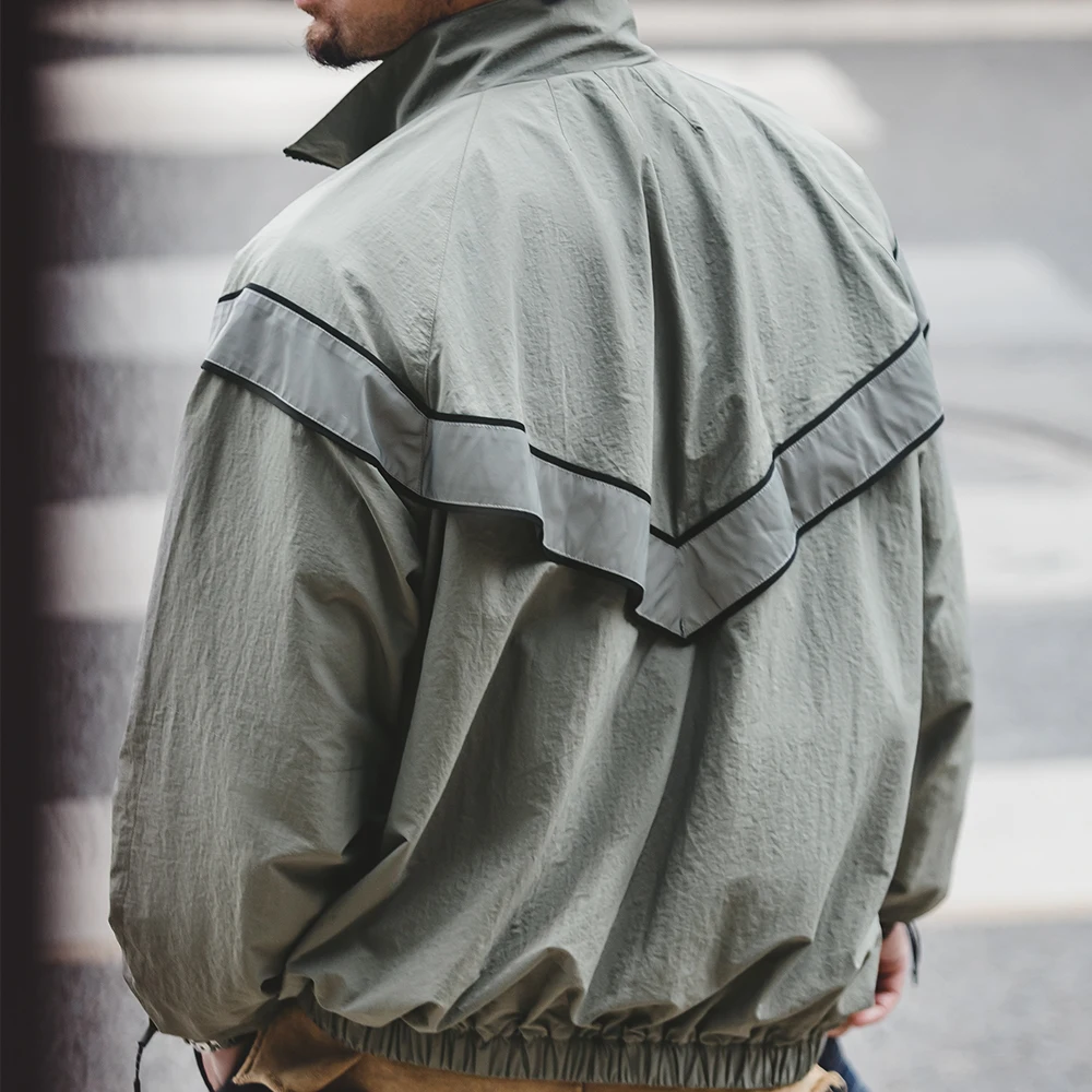 Maden ARMY สะท้อนแสง Hooded Contrasting สีเสื้อแจ็คเก็ตกีฬา Quick-drying แจ็คเก็ตหลวม IPFU การฝึกอบรมชุดสําหรับชายทุกวัน