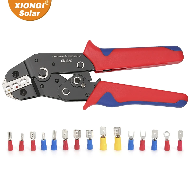 Juego de herramientas de prensado de cables de SN-02C, cables aislados, conectores eléctricos versátiles, terminales de pala de anillo, Kit surtido de terminales de Cable