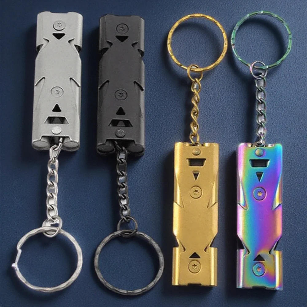 Hoge decibel roestvrij staallegering sleutelhanger fluitje mini-noodhulpmiddel voor outdoor survival en veldredding