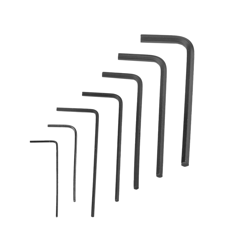 7 Teile/satz Inbusschlüssel L-förmiger schwarzer Sechskant-Inbusschlüssel Inbusschlüssel Schraubendreher-Werkzeugsatz 0,7 mm-3 mm