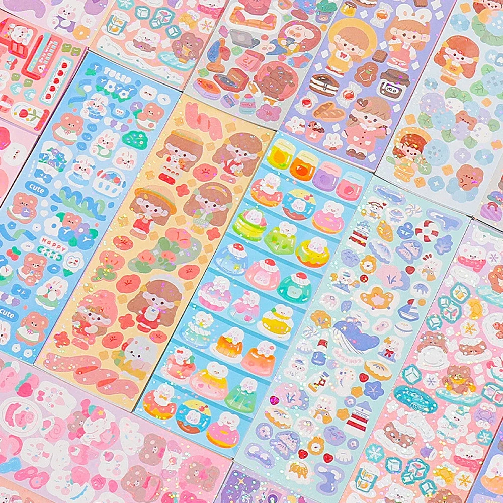Kawaii adesivos bonito estacionário estético diário decoração adesivos materiais de arte adesivos para scrapbooking lote papel crianças presente