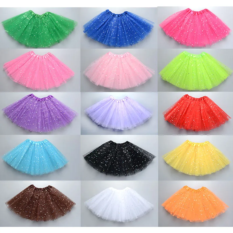 Falda tutú de baile con purpurina y estrellas para bebé, falda con lentejuelas de 3 capas de tul para niño pequeño, falda de gasa para niño de 2 a 8T