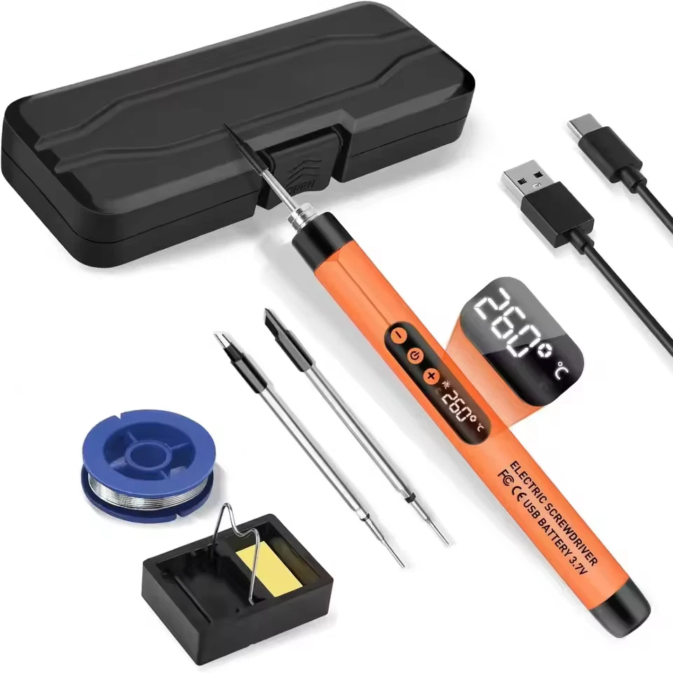 USB Soldering Iron Set Mini Digital Electric Soldering Iron Kit Type-C Interface Adjustable Temperature Solder Welding Iron Tool