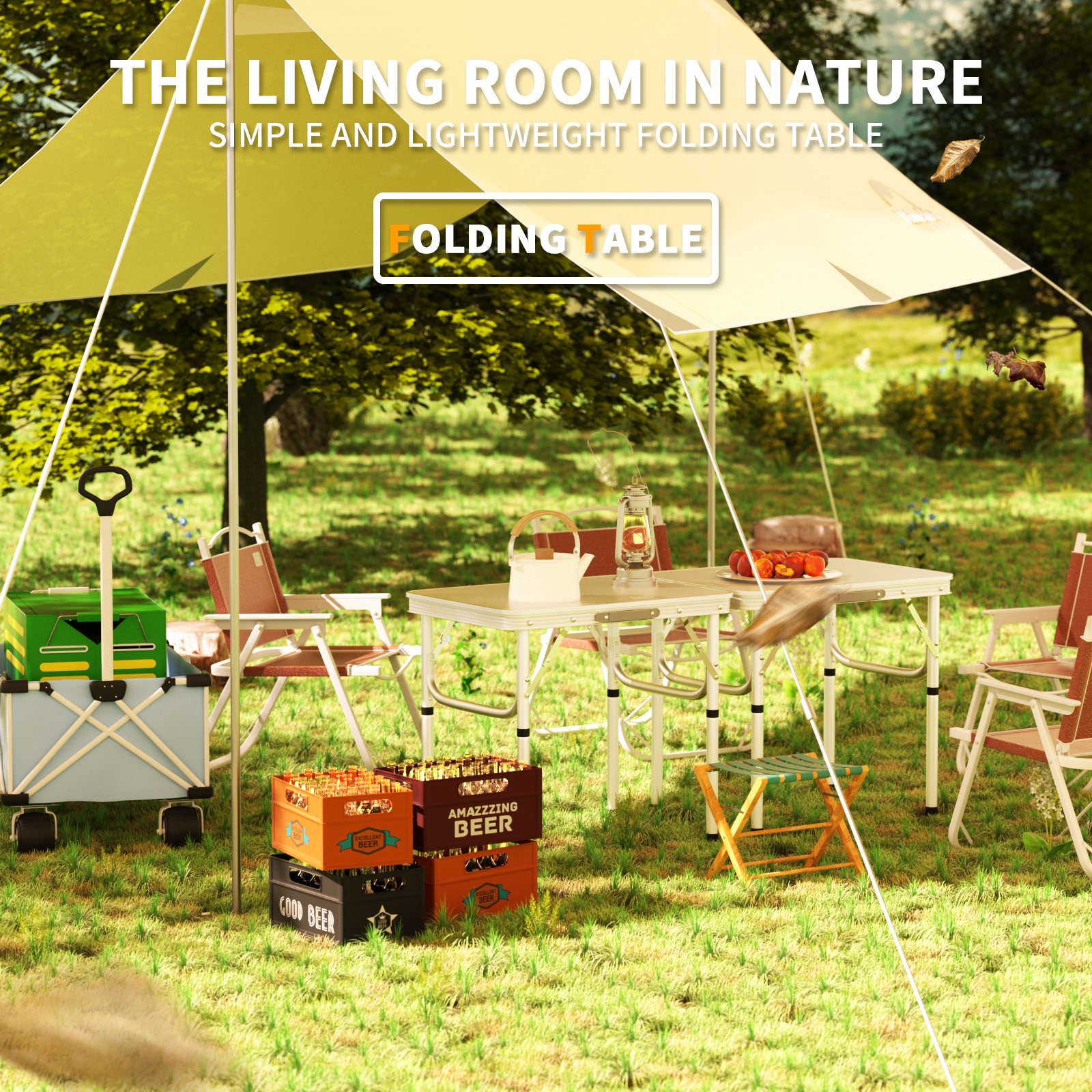 Folding Picnic Table Outdoor,Folding computer table,2x1.5x1/2Ft, for Homework Compact Handy Camping Table Garden Party BBQ