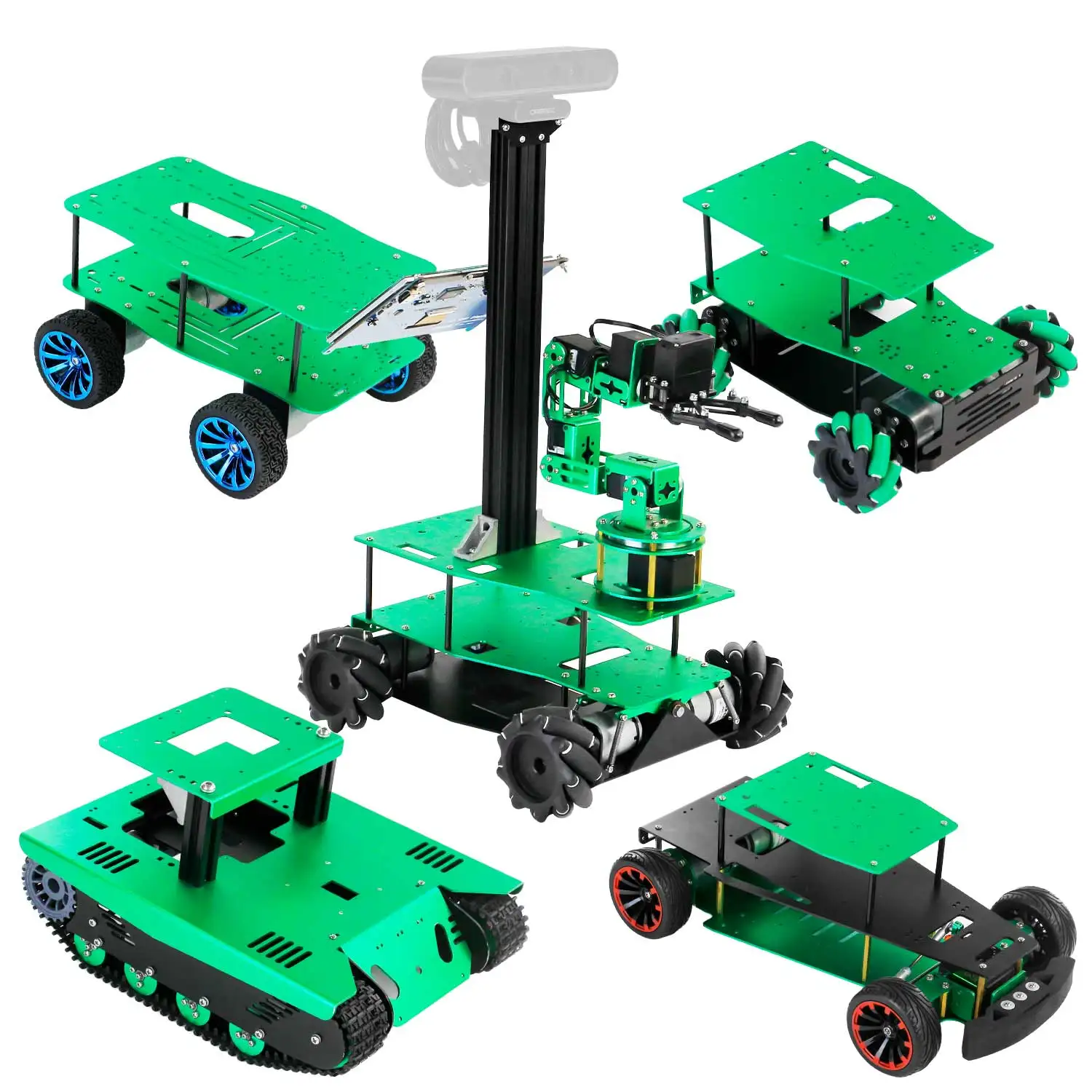 Yahboom Robot Car Chassis Pendulum Suspension Mecanum Wheel Ackerman Steering Aluminum Alloy(Crawler chassis out of stock)