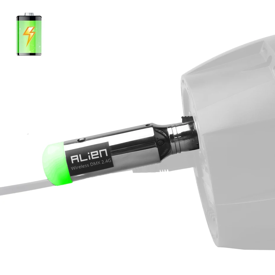 ALIEN 2,4G ISM DMX512 controlador Dfi receptor inalámbrico recargable transmisor de batería incorporado XLR de 3 pines para luces de escenario DMX