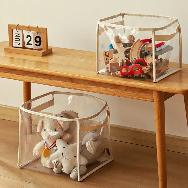 Transparent children's toy storage basket large size toy storage bag large capacity household multifunctional storage basket
