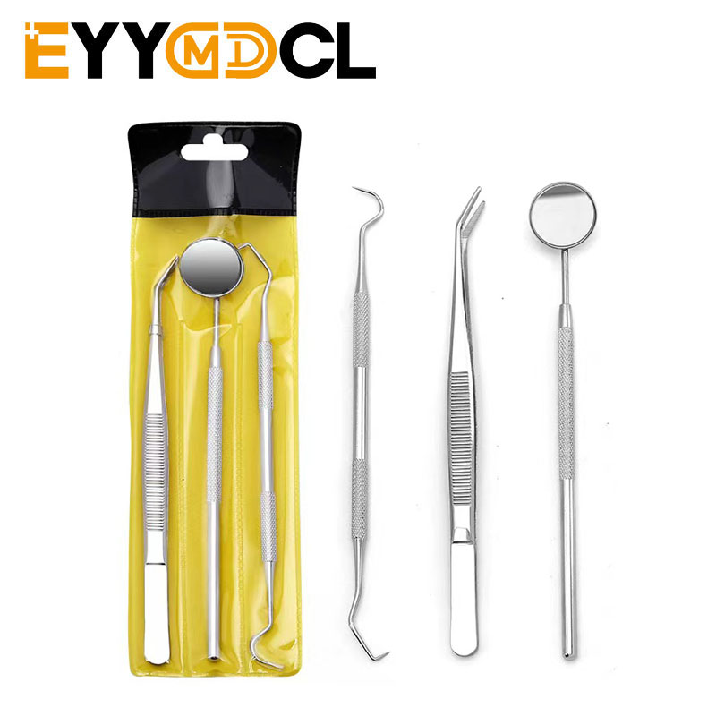 Juego de herramientas dentales, espejos dentales, pinzas de alcance Oral, 3 uds., herramienta de limpieza Dental de acero inoxidable, Kit de limpieza Dental Oral, dentista