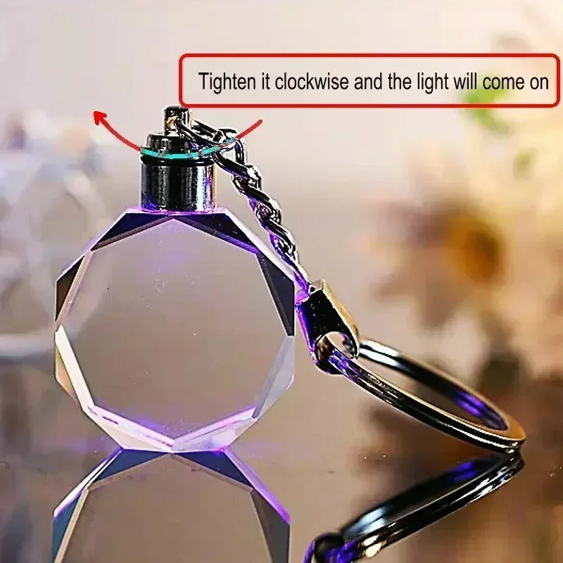 1 pçs grátis gravar chaveiro de cristal personalizado design grátis presente com luz led personalizado foto chaveiro pingente comemorativo