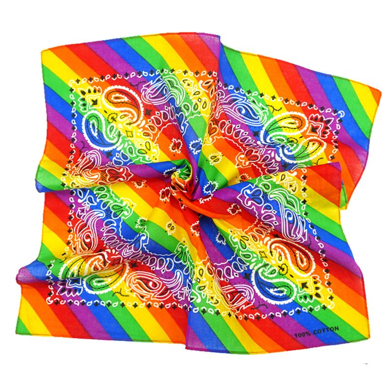 Hip Hop Cotton Multi-Purpose Bandana Square Scarf Rainbow Paisley Headband Wrap