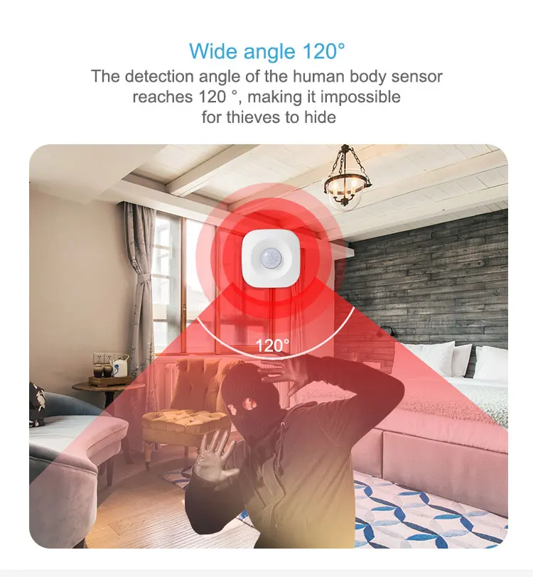 Alexa Tuya-Sensor de movimiento PIR WiFi, alarma, aplicación Smart Life, sistema inalámbrico de seguridad para el hogar, Detector de movimiento del cuerpo humano