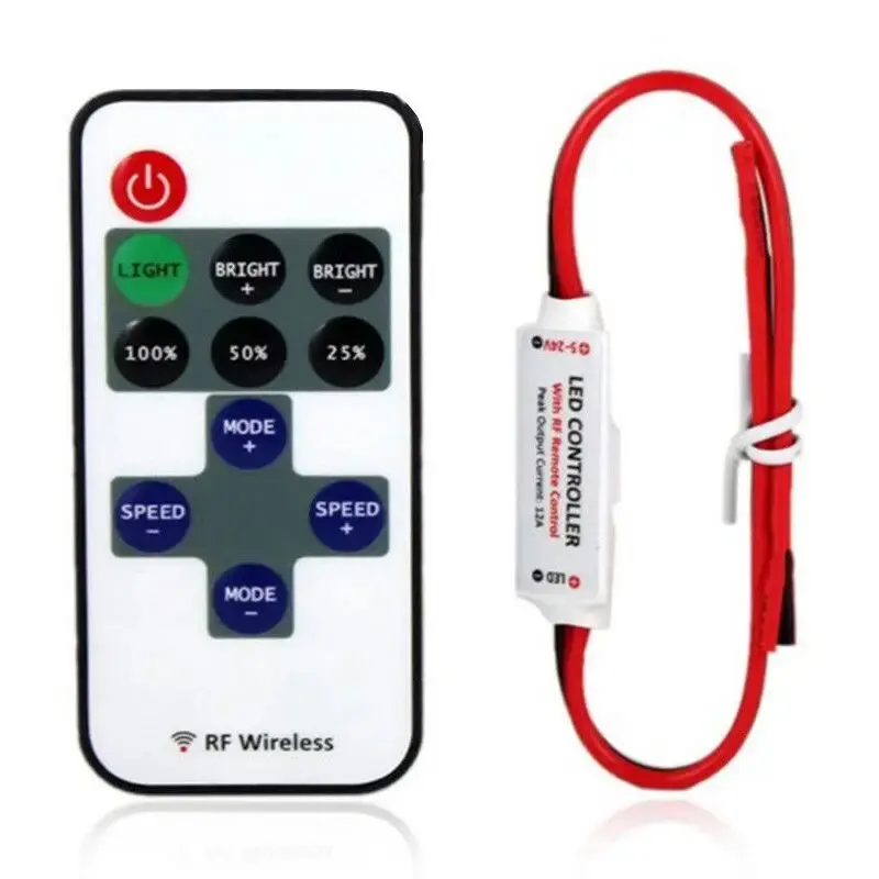 Controller dimmer LED 12V 11 tasti DC 5V 12V 24 V Telecomando wireless RF per luce di striscia LED Memoria intelligente monocolore