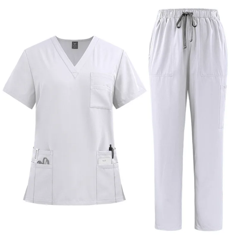 Arztanzüge, hochwertige Uniforme, medizinische Krankenschwesteruniform, Peeling-Set für Damen und Herren, modernes Oberteil mit V-Ausschnitt und Hose, Krankenhaus-Arbeitskleidung