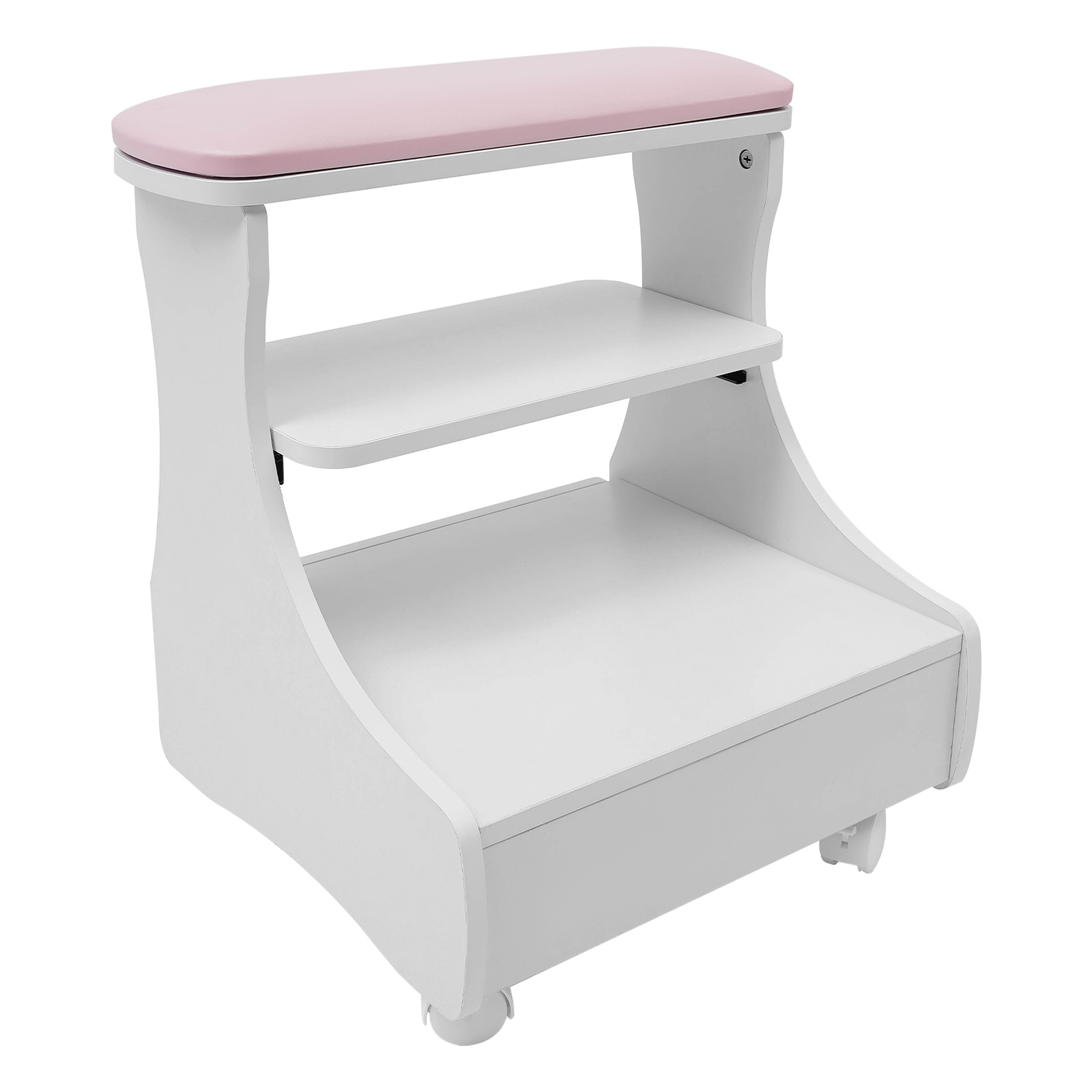 Tabouret de bain de pieds avec roulettes, assistance aux pieds, chariot de bain de pieds, pédicure et manucure, blanc et rose