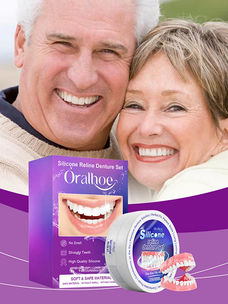 Set di protesi in silicone adatte per protesi ortodontiche temporanee Dente finto Igiene orale Cura Sbiancamento Protesi Simulazione Bretelle