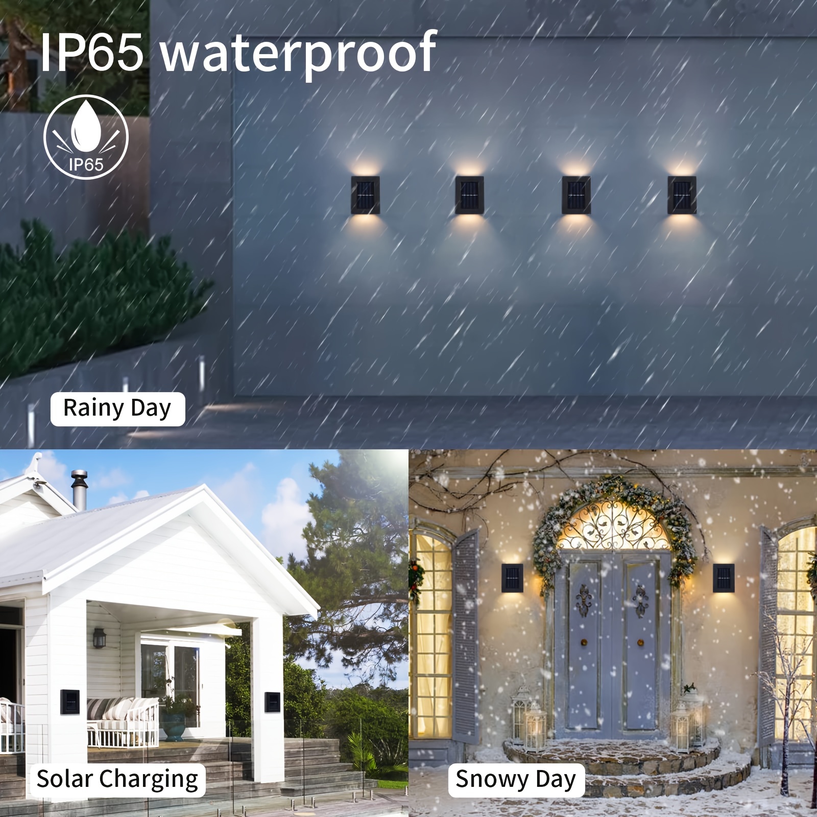 1-12 Uds. Luces solares de pared, luces para valla arriba y abajo, lámparas LED impermeables para exteriores, apliques de iluminación LED de atardecer al amanecer