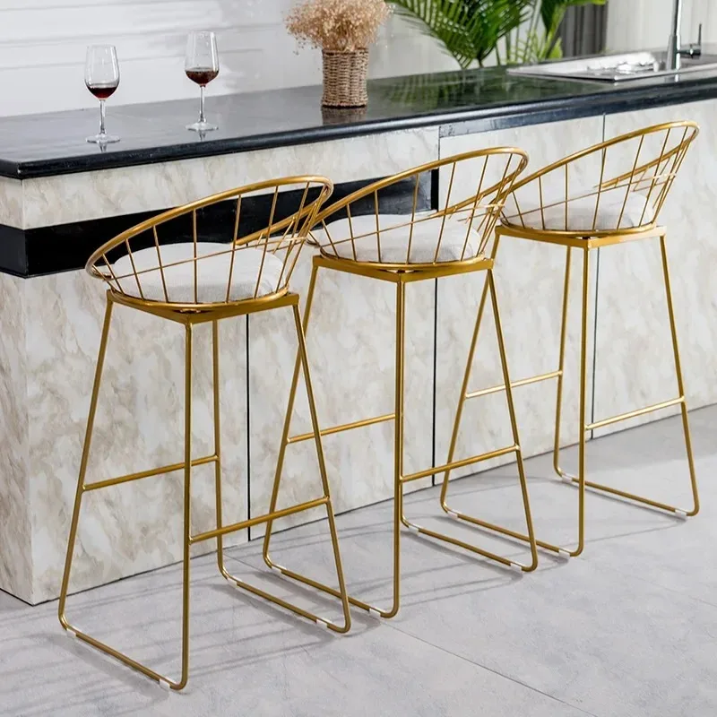 Taburete de Bar de Metal de estilo nórdico, cocina moderna de lujo, asientos altos, Sillas de cocina de diseño Para el hogar, muebles de restaurante