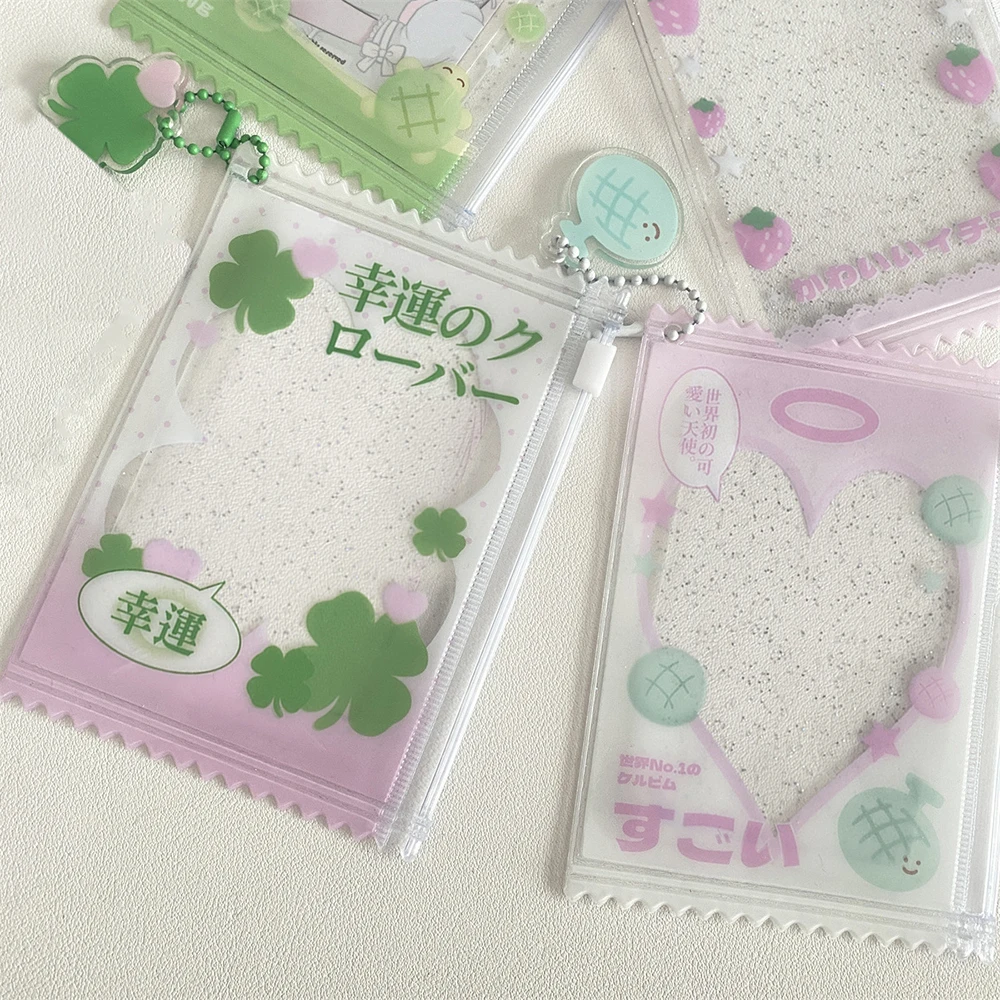 Korean Style Card Storage Bag Cute Cartoon Card Holder Transparent PVC Bag Pendant Fashion Sparkling Photo Protection Sleeves
