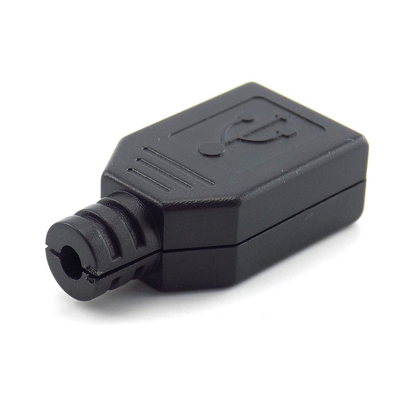 4 ピン USB 2.0 タイプ A メスプラグソケットコネクタ黒プラスチックカバーはんだタイプ DIY コネクタケーブル H10