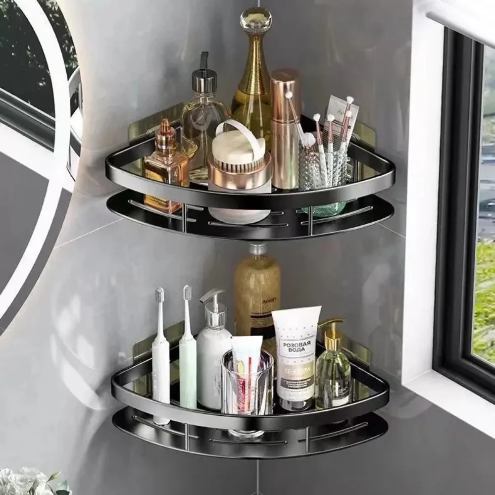 Bad Regal Kunststoff Shampoo Rack Make-Up Lagerung Organizer Dusche Regal Bad Zubehör Kein Bohrer Wand Ecke Regal