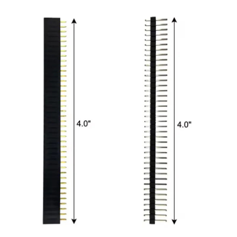 10개 40핀 1x40 단일 행 남성 및 여성용 2.54 분리형 핀 헤더 PCB JST 커넥터 스트립 아두이노 DIY 키트용