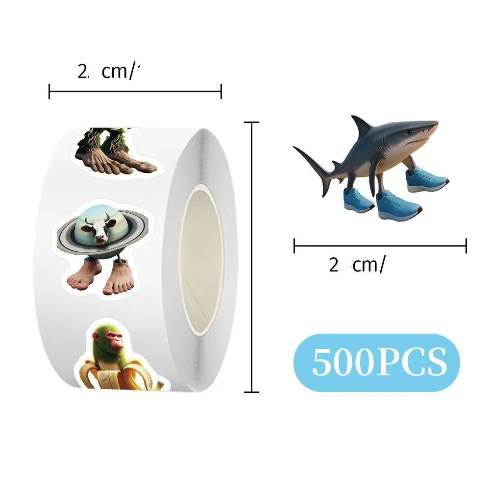 500 PCS/ม้วน Tung Tung Sahur อิตาเลี่ยน Brainrot AI บทคัดย่อสติกเกอร์ DIY PVC แล็ปท็อป Decals ตกแต่งสติกเกอร์รางวัลของขวัญของเล่น