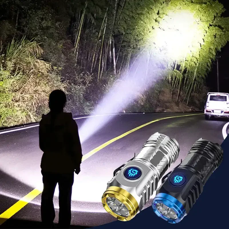 Typ-C wiederauf ladbare wasserdichte Taschenlampe LED Arbeits licht leistungs starke Hand taschenlampe kleine LED-Taschenlampe für den Notfall im Freien