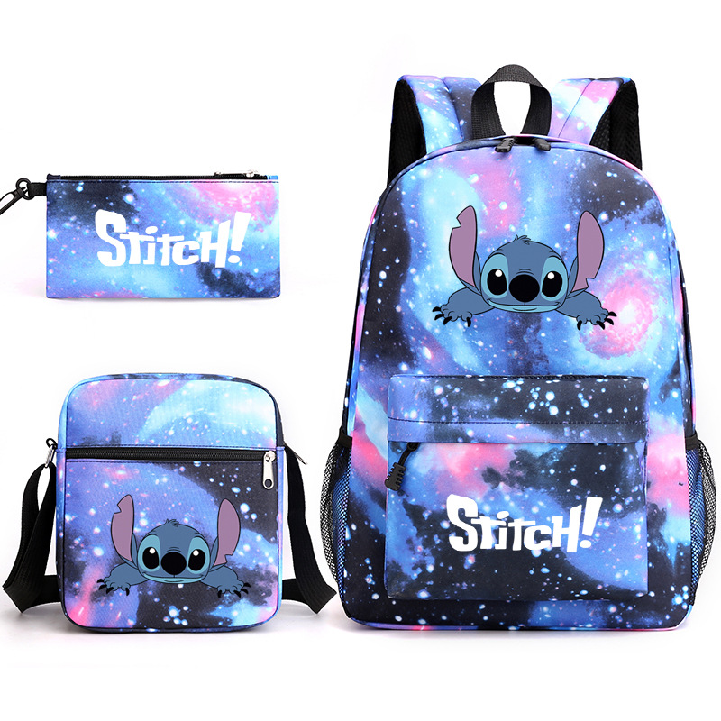 3 pezzi Lilo And Stitch zaino semplice donna maschio bella borsa da scuola per studenti zaini da viaggio per Laptop leggeri di grande capacità