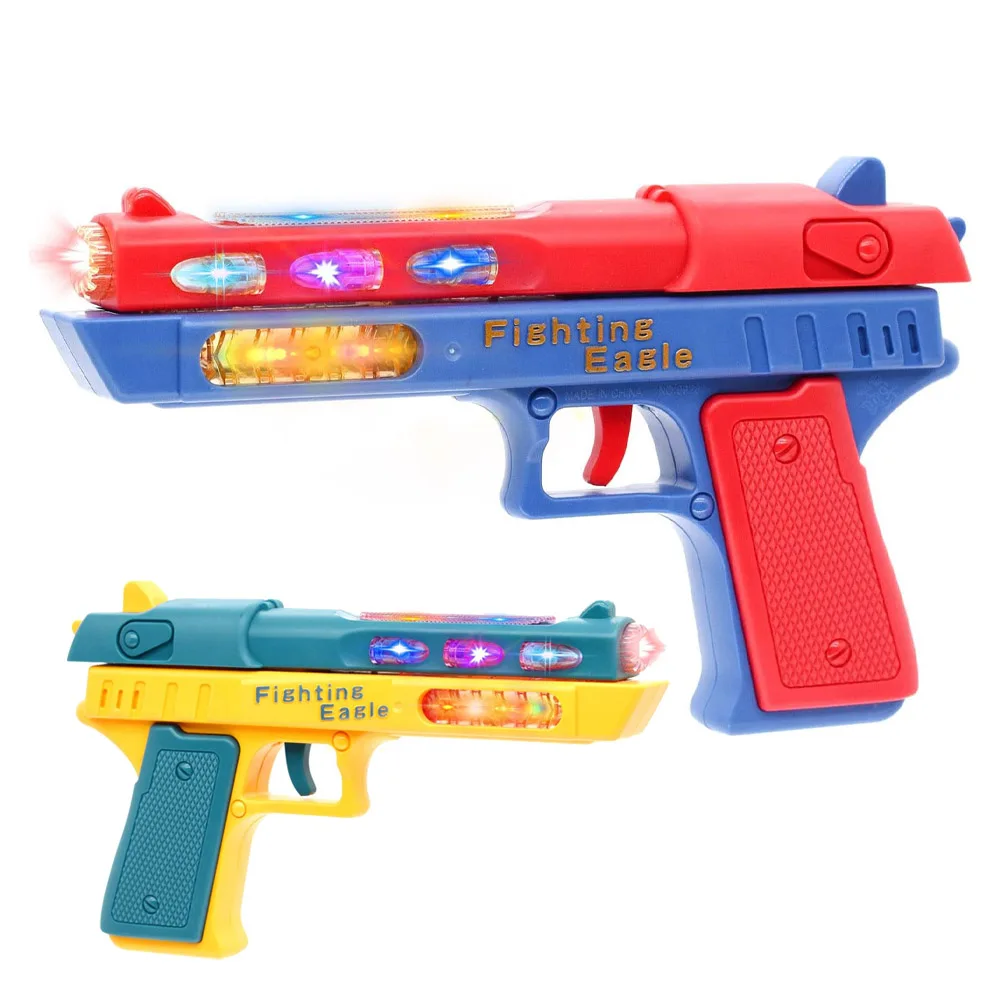 ไฟฟ้า Light Up ปืนพกของเล่นปืนมือของเล่นพราว LEDs Light ต่อสู้เสียงที่ไม่ซ้ํากัน Telescopic Action ปืนพกสําหรับของขวัญเด็ก
