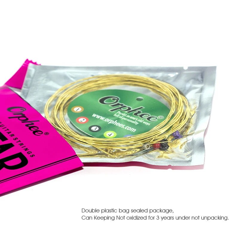 Orphee Acoustic Guitar String 6Pcs/Set Hexagonal Core Full Bright Tone Folk Guitar String TX620 TX630 TX640 Guitar Accessories