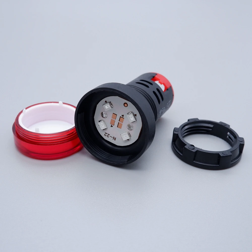 10 pièces 22mm lampe de signalisation d'alimentation en plastique AD16-22DS indicateur LED 12V 24V 220V rouge vert bleu jaune blanc montage sur panneau