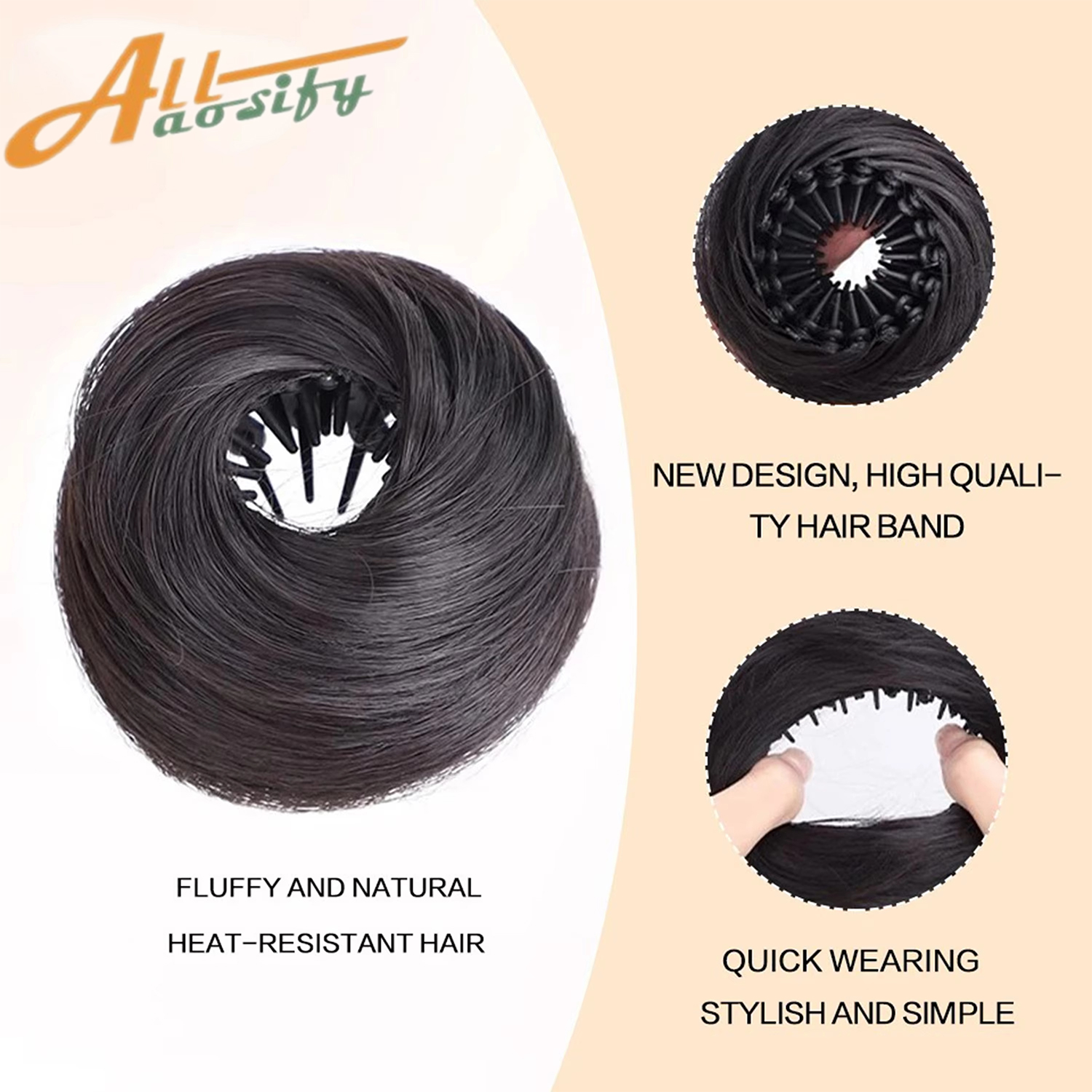 Syntetyczne doczepiane kucyki w stylu messy bun, mini donut updo, treski dla kobiet i dziewcząt, wypinane kucyki w kształcie ptasiego gniazda.