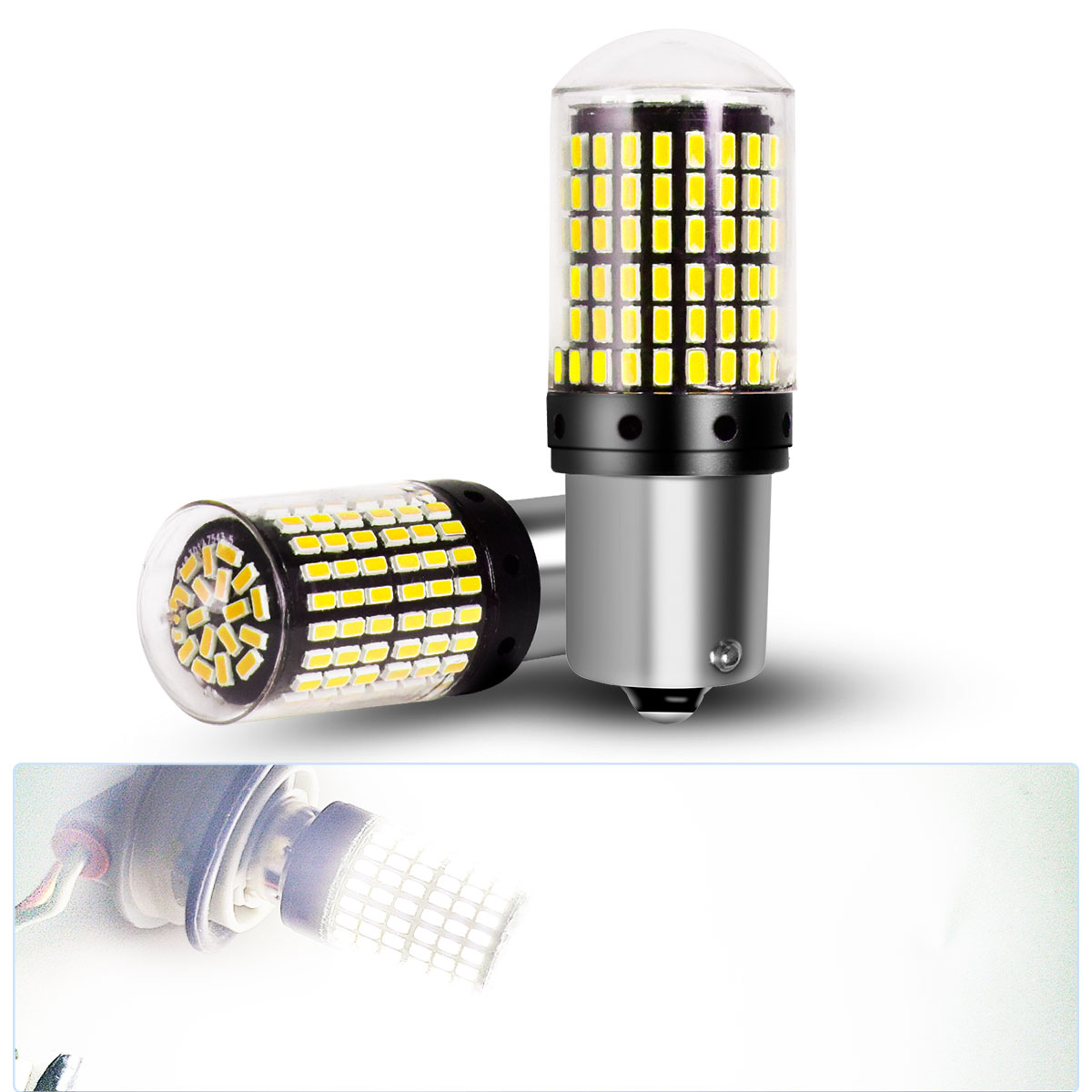 Chips inteligentes, 2 uds., 1156 BA15S 1157 bay15d, bombillas LED de luz de marcha atrás para coche, señal de giro trasera, luces de freno inverso
