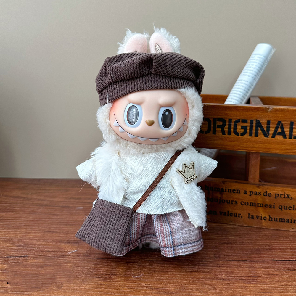 Für Ropa Labubu 17 cm Labubu-Set, Hut, Kunststil, kleine Künstlerkleidung, Labubu-Kleidung