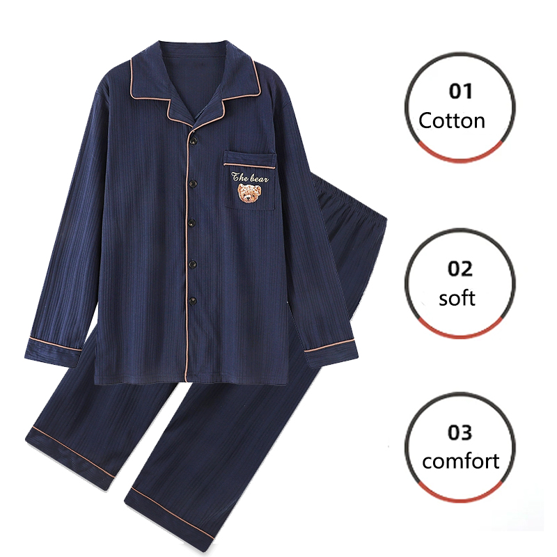 Katoenen Heren Pyjama Set Herfst Winter Vest Met Lange Mouwen Plus Size Heren Modellen Van Huiskleding Geruite Nachtkleding 2 Stks/set