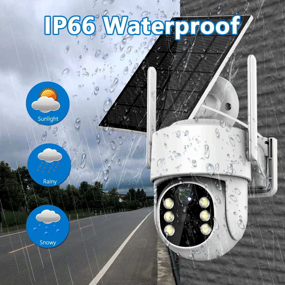ICSEE Solar Wireless Camera Wifi Outdoor 4MP Surveillance IP CCTV With battery and Solar Panel 360 PTZ Security Protection