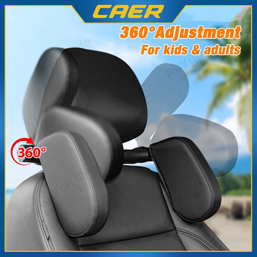CAER หมอนรองศีรษะรถยนต์ 360 °   ปรับ Sleeping HEAD คอสนับสนุน PU U-Shaped Travel Seat REST หมอนเบาะสําหรับเด็กผู้ใหญ่