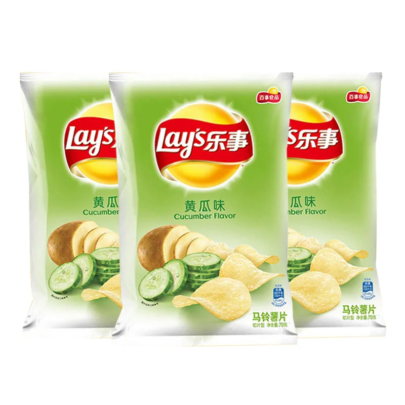 Lay's, Potato Chips, Cucumber Flavor, Pack of 3, 70g/pack