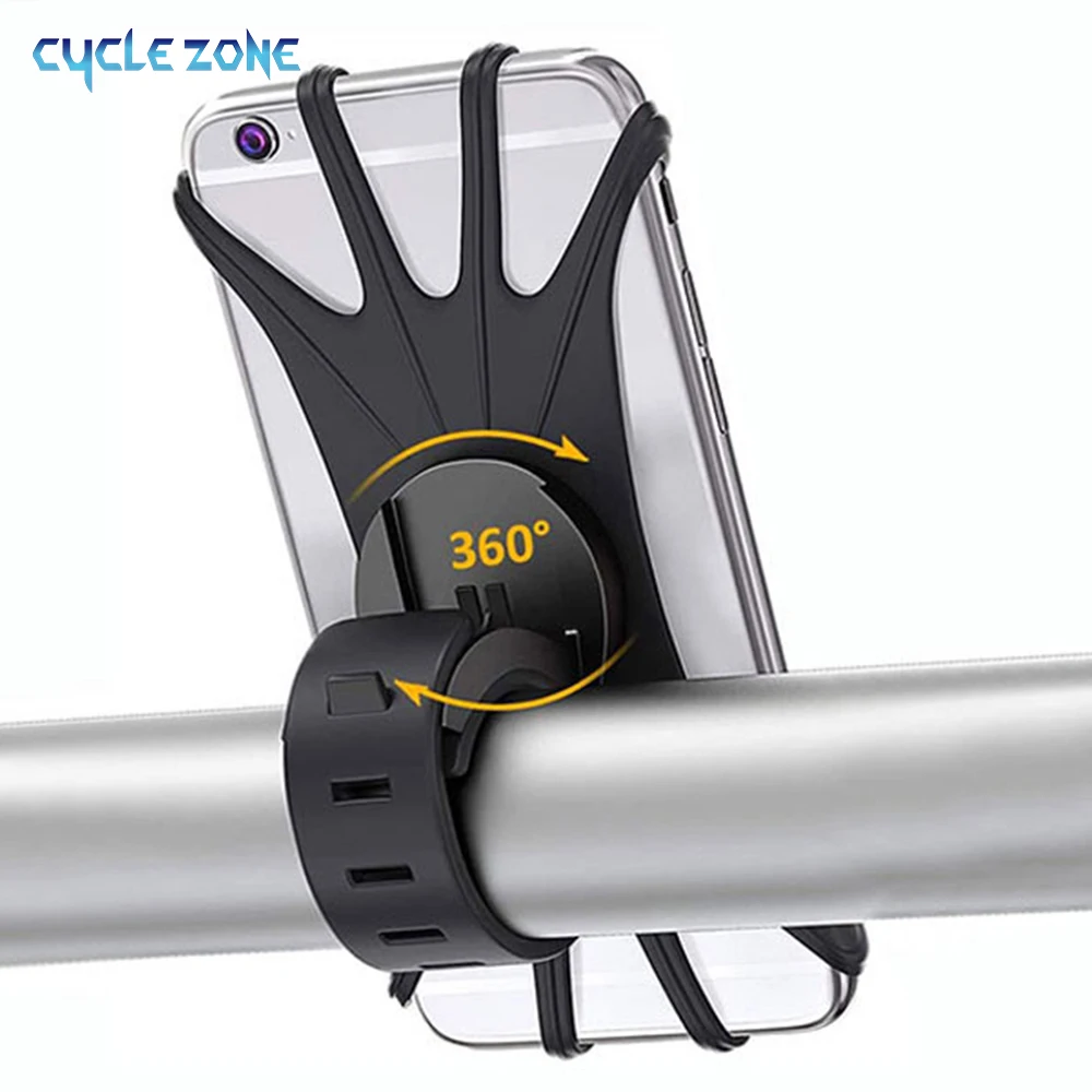 360 Rotatable ผู้ถือจักรยานซิลิโคนขาตั้งรถจักรยานยนต์ GPS สนับสนุน Universal จักรยานมือถือสําหรับ 4.0-6.0 นิ้วโทรศัพท์