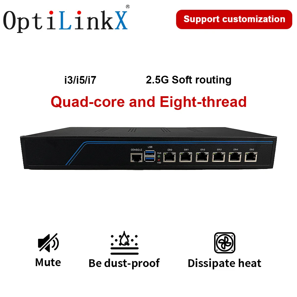 OptiLinkX 2.5G Soft Routing Intel i226 Lightning Protection MINIPC i3/i5/i7 6*2.5G Ethernet Network Router Firewall Computer