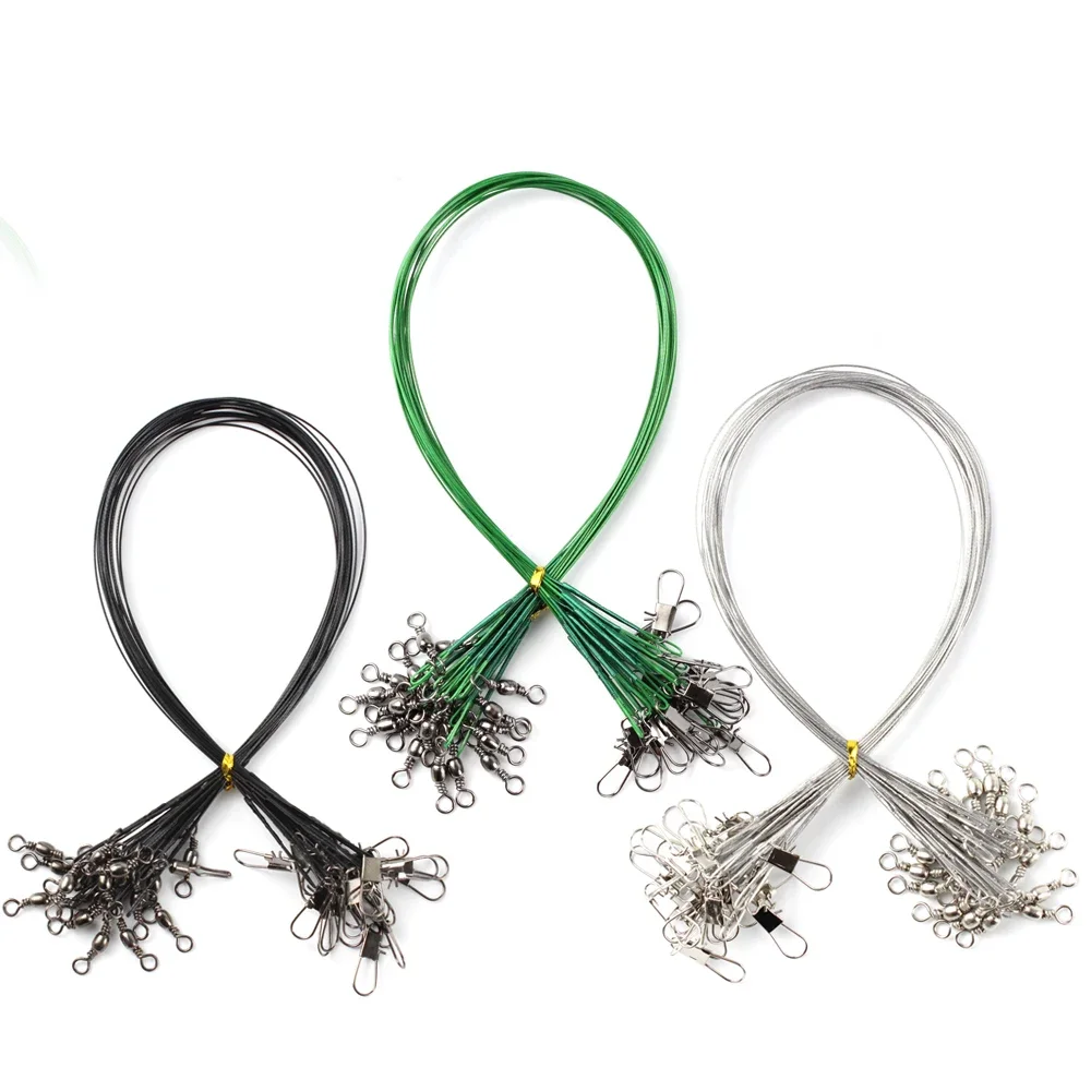 Aorace 20 Chiếc Chống Cắn Thép Không Gỉ Dây Câu Cá Dây Thép Lãnh Đạo Có Tay Phụ Kiện Câu Cá Lõi Chì Dây Xích Dây Câu Cá 15CM-50CM