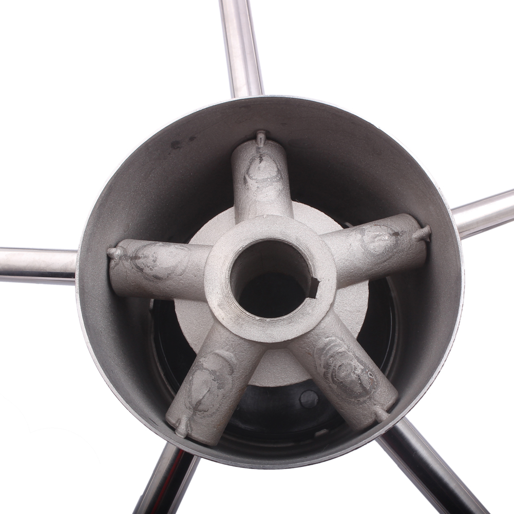 Edelstahl-Lenkrad mit Knopf, Zubehör für Marineboote, 13-1/2", 5-Speichen