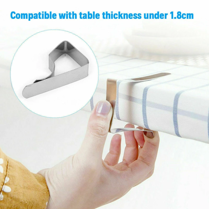 8 Uds Clips para mantel abrazadera antideslizante de acero inoxidable Mini cubierta de mantel ajustable Clips de fijación para acampar boda