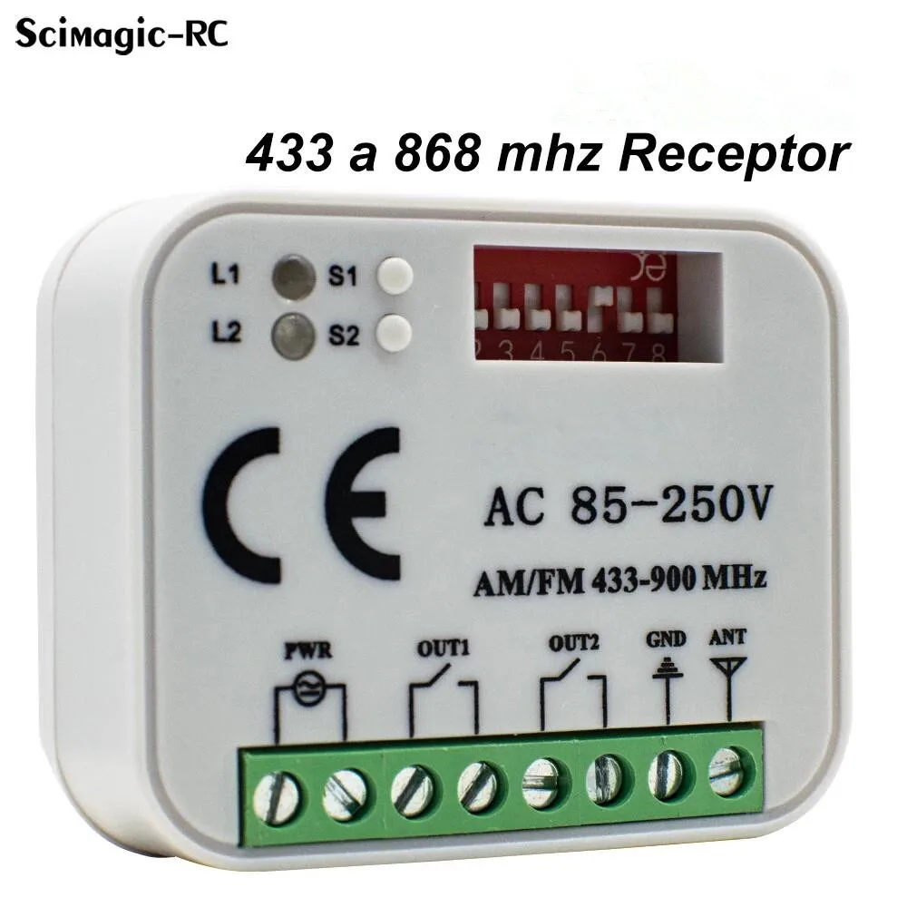 Receptor de interruptor de Control remoto 300-868MHz 433MHz receptor Universal 9-30V 220V para Control de puerta de garaje comando de garaje