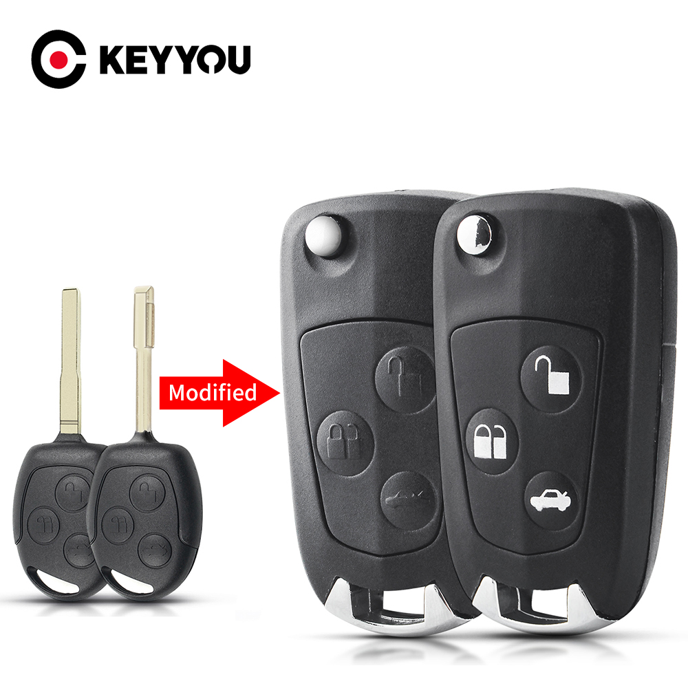 KEYYOU 3 ボタン修正されたフリップ折りたたみリモートキーシェルフォブフォードフォーカスモンデオフュージョンフィエスタトランジット KA キー Cas FO21 HU101